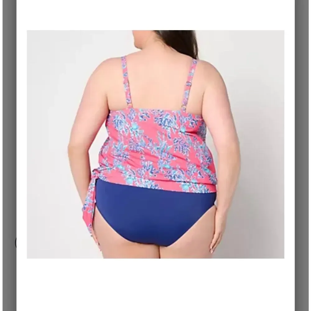 New Kim Gravel x Swimsuit Side Tie V-Neck Tankini & Hi-Rise Brief 14 coral cove